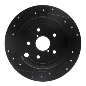 Subaru WRX Brake Rotor (1) - Rear Right - R1 Concepts - Drilled & Slotted - Black - `15-`21